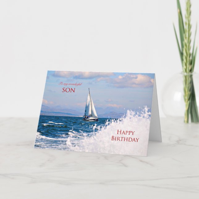 Fils, une carte d'anniversaire de yacht à voile (Devant)