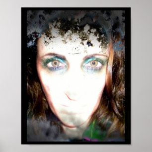 Filtered Photography Portrait Woman Horror Sticker Poster
