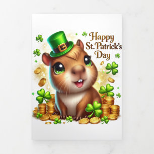 Fin D'année Trois Volets Carte de la Saint Patrick avec Capybara Festive