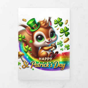 Fin D'année Trois Volets Carte de la Saint Patrick avec écureuil