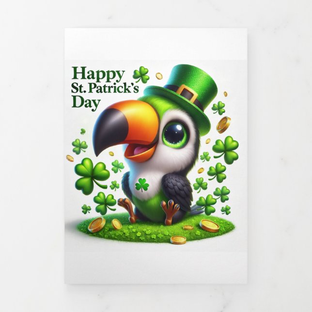 Fin D'année Trois Volets Carte de la Saint Patrick avec Festive Toucan (Page de couverture)