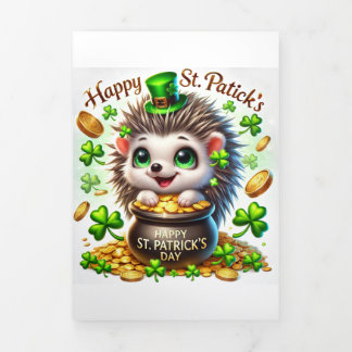 Fin D'année Trois Volets Carte de la Saint Patrick avec Hérisson Festif