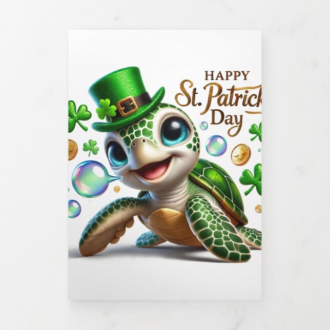 Fin D'année Trois Volets Carte de la Saint Patrick avec tortue de mer Festi (Page de couverture)