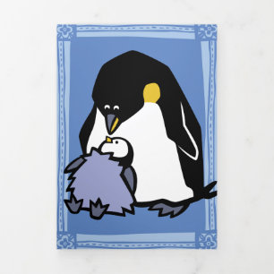 Fin D'année Trois Volets Carte de voeux de Pingouin Wildlife Trifold