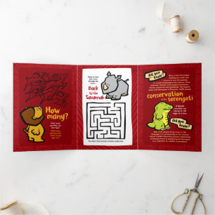 Fin D'année Trois Volets Carte de voeux pour la Giraffe Puzzle de la faune 