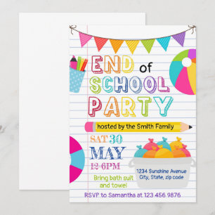 Fin de la fête scolaire Invitation modifiable, éco