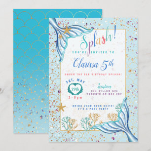 Fin De Sirène Sous La Mer Invitation D'Anniversair