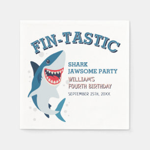 Fin-tastic Shark Birthday Jawsome Birthday  Napkin