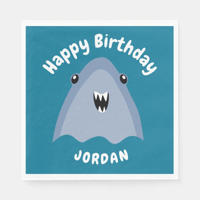 Fin-tastic Shark Birthday Party Kids Under The Sea Napkin (Front)