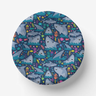 Fin-tastic Shark Birthday Party Kids Under The Sea Paper Plate
