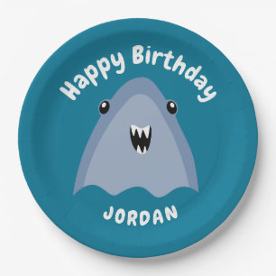 Fin-tastic Shark Birthday Party Kids Under The Sea Paper Plate