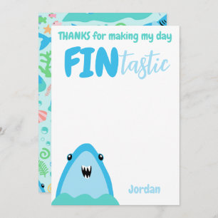 Fin-tastic Shark Thank You Kids Under The Sea Invitation