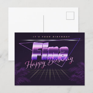 Fina Name Vorname lila Postkarte Geburtstag Postcard