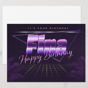 Fina Name Vorname lila retro Karte Geburtstag Card