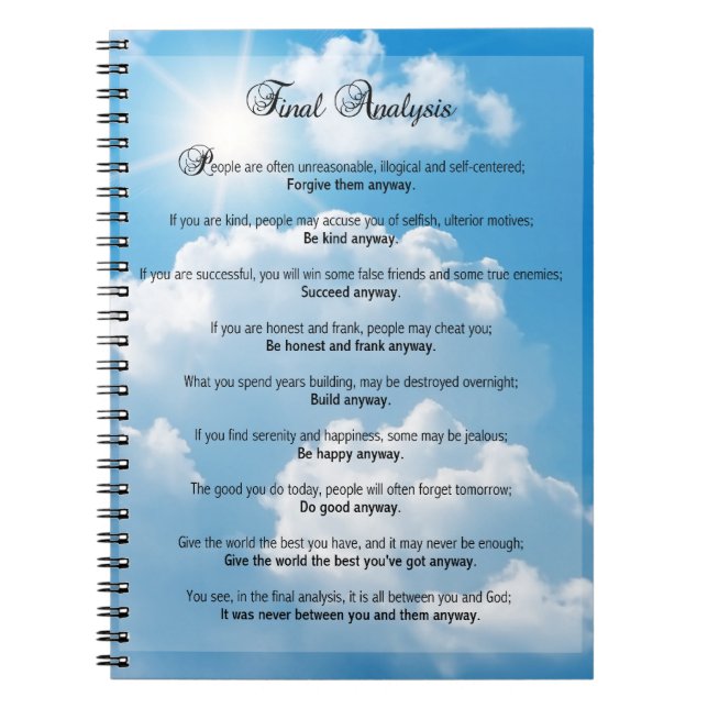 Final Analysis: "Do It Anyway" Notebook (Front)