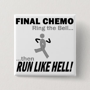 Final Chemo Run Like Hell - Brain Cancer / Tumour 2 Inch Square Button