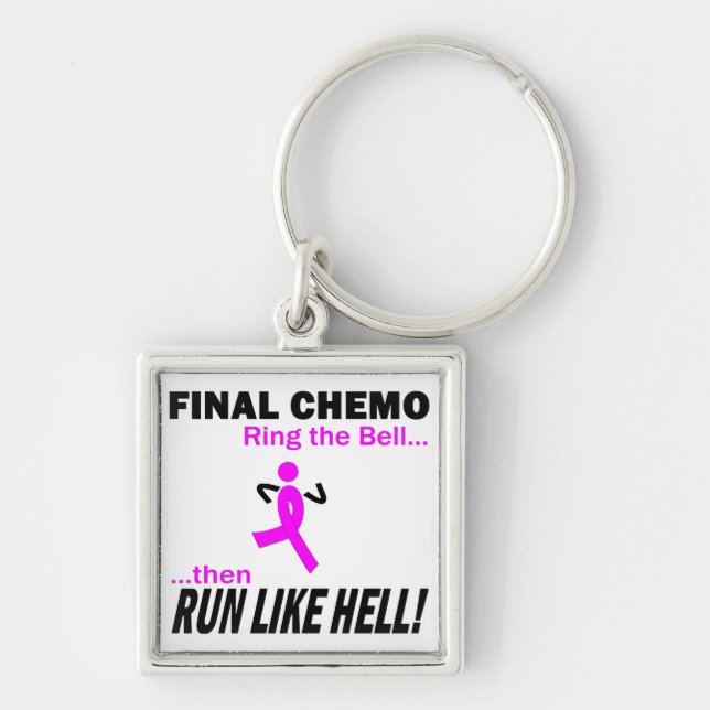Final Chemo Run Like Hell - Breast Cancer Keychain (Front)