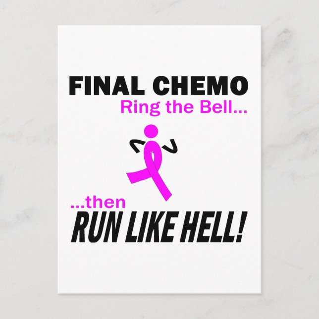 Final Chemo Run Like Hell - Breast Cancer Postcard (Front)