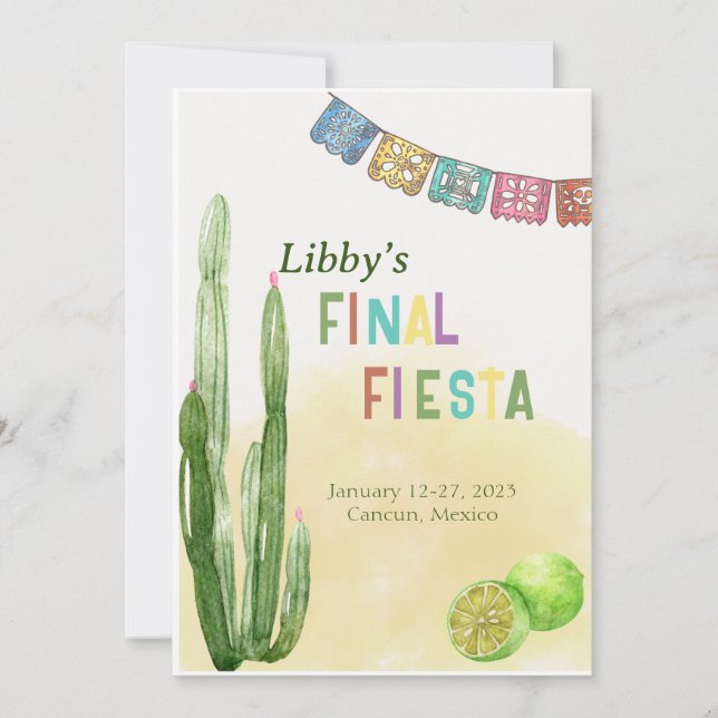 Final Fiesta Bachelorette Invitation Itinerary (Front)