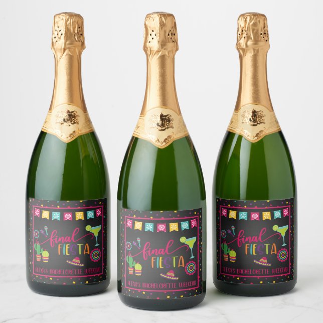 Final Fiesta Bachelorette Party Sparkling Wine Label (Bottles)