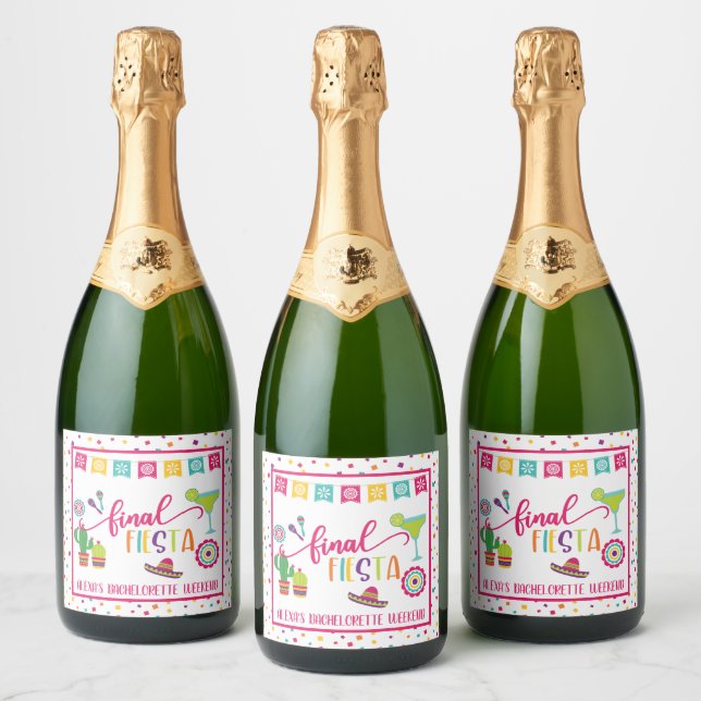 Final Fiesta Bachelorette Party (WH) Sparkling Wine Label (Bottles)
