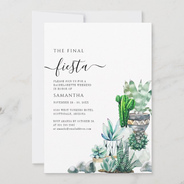 Final Fiesta Boho Scottsdale Bachelorette Party Invitation (Front)