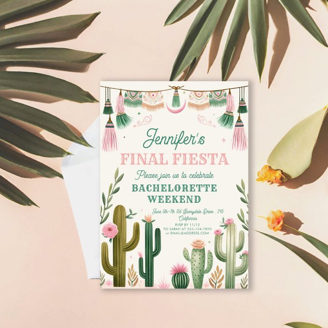 Final Fiesta Cactus Colourful Bridal/Bachelorette Invitation (Creator Uploaded)
