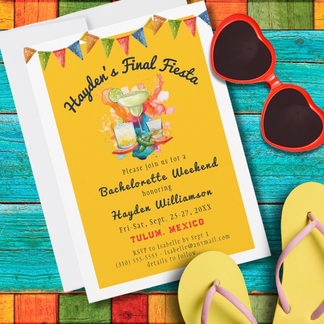 Final Fiesta Destination Mexico Bachelorette  Invitation (Creator Uploaded)
