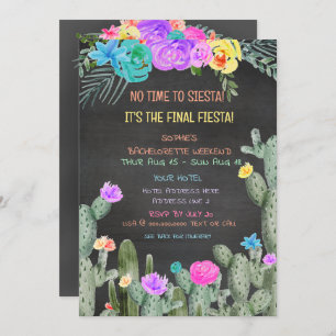 Final Fiesta Itinerary Bachelorette Party  Invitation