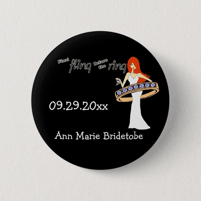 Final Fling Before The Ring Ginger Bride 2 Inch Round Button (Front)