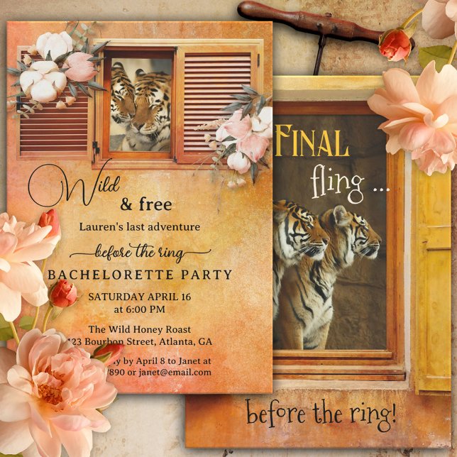 Final Fling Tiger Bachelorette Party Invitation (Creator Uploaded)