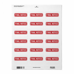 Final Notice Collections Label