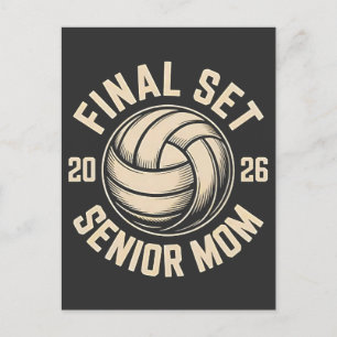Final Set Senior Mom 2026 Graduation Volleyball  Holiday Postcard