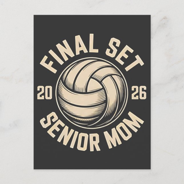 Final Set Senior Mom 2026 Graduation Volleyball  Invitation Postcard (Front)