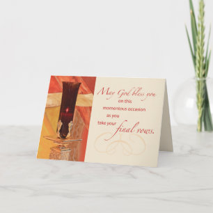 Final Vows Nun Congratulations with Red Candle Card