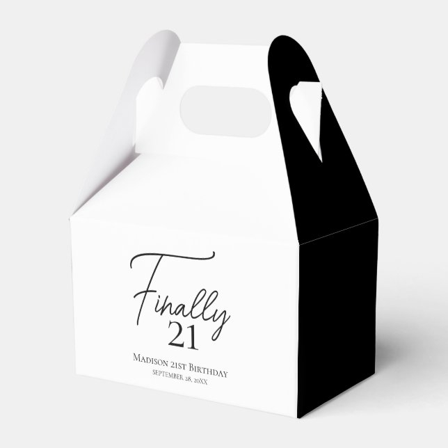 Finally 21 Black & White 21st Birthday Favor Box (Front Side)