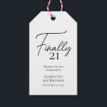 Finally 21 Black & White 21st Birthday Gift Tags<br><div class="desc">Finally 21 Black & White 21st Birthday gift tags. Personalize the custom text above. You can also change the background colour. You can find additional coordinating items in our "Minimalist Black and White Birthday" collection.</div>