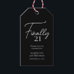 Finally 21 Black & White 21st Birthday Gift Tags<br><div class="desc">Finally 21 Black & White 21st Birthday gift tags. Personalize the custom text above. You can also change the background colour. You can find additional coordinating items in our "Minimalist Black and White Birthday" collection.</div>