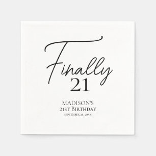 Finally 21 Black & White 21st Birthday Napkin