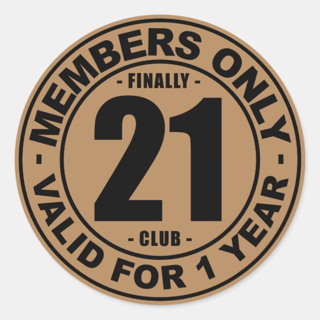 Finally 21 club classic round sticker (Front)