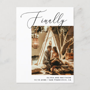 Finally. Black and white elegant Save the Date Announcement Postcard