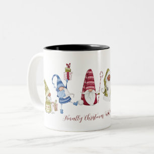 Finally Christmas With My Gnomies Funny Gnomes Two-Tone Coffee Mug