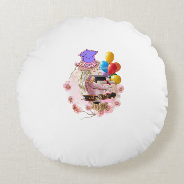 Finally! Class of 2026 Graduate Round Pillow (Front)