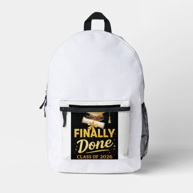 Finally Done Class of 2026 Graduation Design | Bla Printed Backpack (Front)