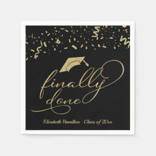 Finally Done Gold Calligraphy Graduation Party  Napkin