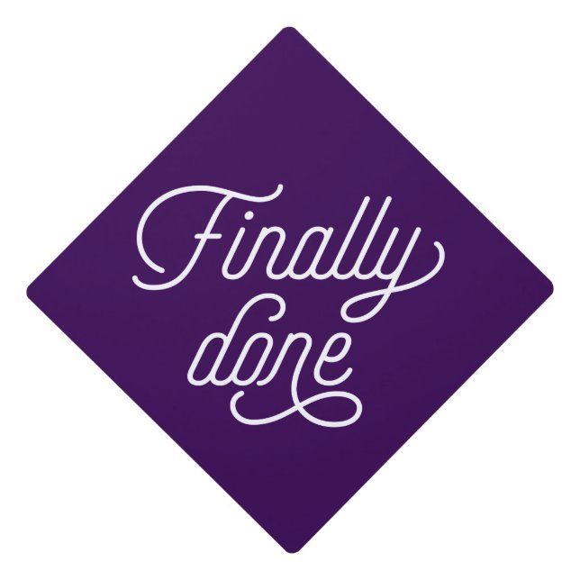 Finally Done in Purple Graduation Cap Topper (Front)