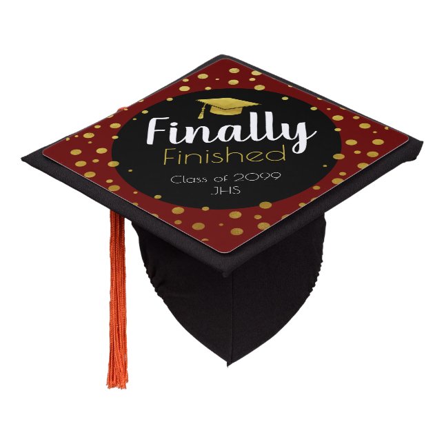 Finally Finished Gold Graduation Tassel Topper (Angled)