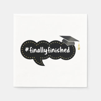 Finally Finished Graduation Black Bubble Napkin