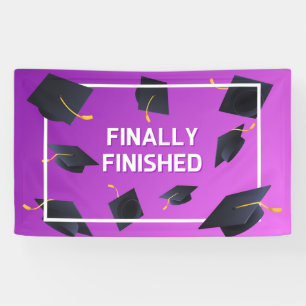 Finally Finished Graduation Caps Banner