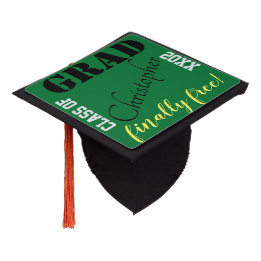 Finally Free Green Black  Graduation Cap Topper